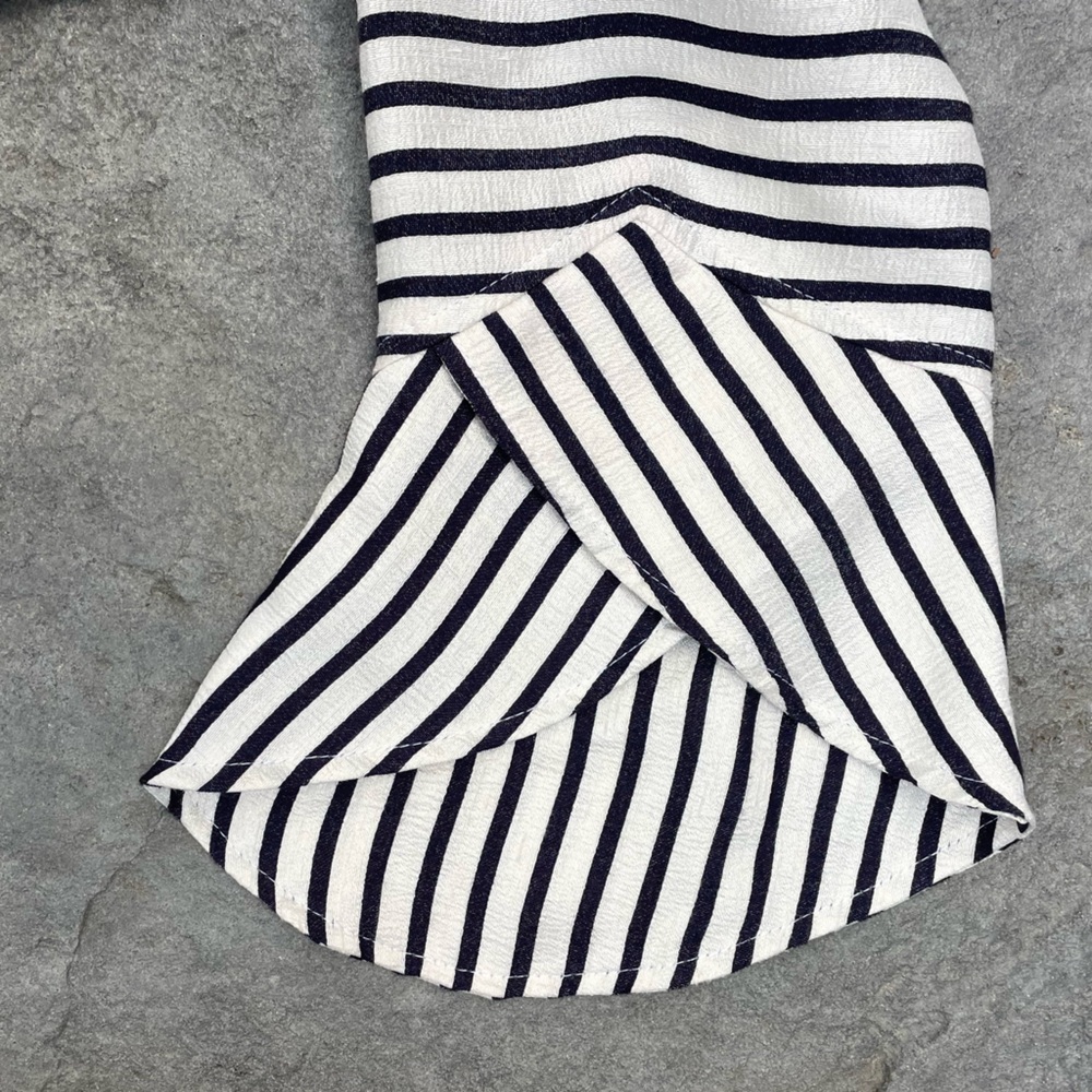 Joseph Ribkoff Black and White Striped Bell-Sleeve Button-Front  jacket - Picture 11 of 11